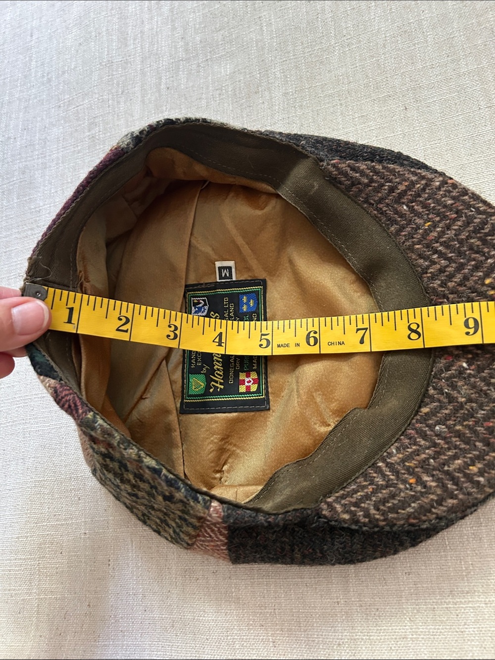Vintage Hanna Hats Pure Wool Patchwork Cap Tweed Men's Medium Made in Ireland - Picture 8 of 11